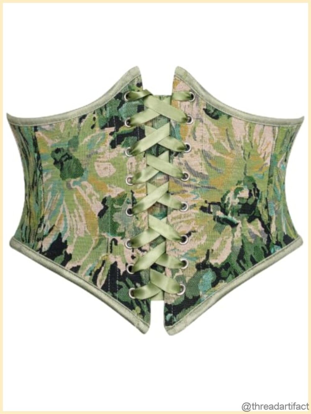Floral Lace Up Corset Belt with Plastic Boning Adjustable Waist